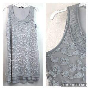 NWT Yest embroidered mesh chiffon shift tank dress